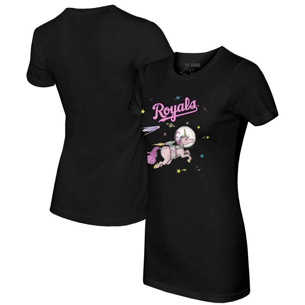 Kansas City Royals Tiny Turnip Women's Space Unicorn T-Shirt - Black - MLB on Sale