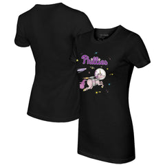 Philadelphia Phillies Tiny Turnip Women's Space Unicorn T-Shirt - Black - MLB on Sale