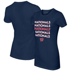Washington Nationals Tiny Turnip Women's Stacked T-Shirt - Navy - MLB on Sale