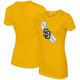 San Diego Padres Tiny Turnip Women's State Outline T-Shirt - Gold - MLB on Sale
