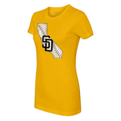 San Diego Padres Tiny Turnip Women's State Outline T-Shirt - Gold - MLB on Sale