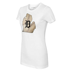 Detroit Tigers Tiny Turnip Women's State Outline T-Shirt - White - MLB on Sale