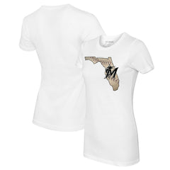 Miami Marlins Tiny Turnip Women's State Outline T-Shirt - White - MLB Discount