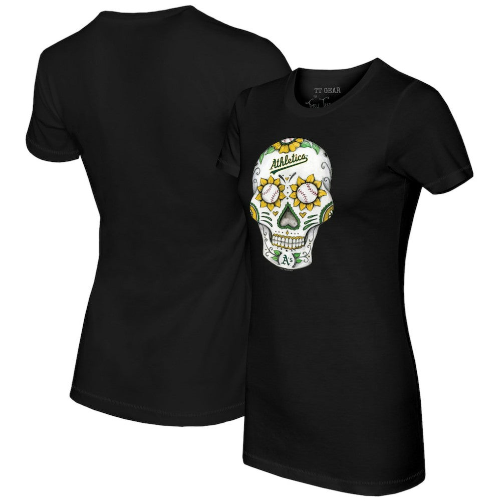 Athletics Tiny Turnip Women's Sugar Skull T-Shirt - Black - MLB Lifestyle