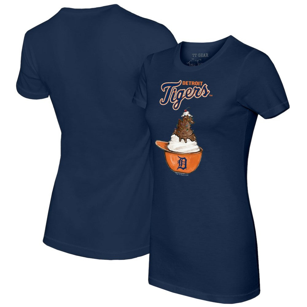 Detroit Tigers Tiny Turnip Women's Sundae Helmet T-Shirt - Navy - MLB Discount