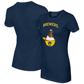 Milwaukee Brewers Tiny Turnip Women's Sundae Helmet T-Shirt - Navy - MLB Sale