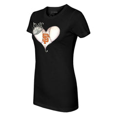 San Francisco Giants Tiny Turnip Women's Tiara Heart T-Shirt - Black - MLB Lifestyle