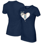 Seattle Mariners Tiny Turnip Women's Tiara Heart T-Shirt - Navy - MLB Discount