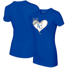 Kansas City Royals Tiny Turnip Women's Tiara Heart T-Shirt - Royal - MLB Online