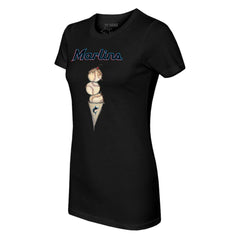 Miami Marlins Tiny Turnip Women's Triple Scoop T-Shirt - Black - MLB on Sale