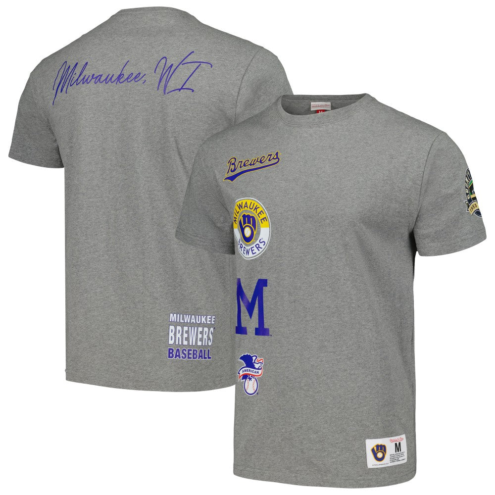 Milwaukee Brewers Mitchell & Ness Cooperstown Collection City Collection T-Shirt - Heather Gray - Mitchell & Ness Lifestyle