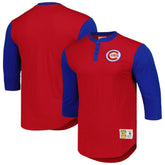 Chicago Cubs Mitchell & Ness Cooperstown Collection Legendary Slub Henley 3/4-Sleeve T-Shirt - Red - Mitchell & Ness Sale