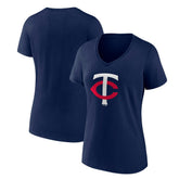 Minnesota Twins Women's Core Official Primary Logo V-Neck T-Shirt - Navy - MLB Online