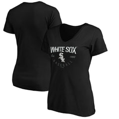 Chicago White Sox Women's Core Live For It V-Neck T-Shirt - Black - MLB Lifestyle