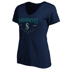 Seattle Mariners Women's Core Live For It V-Neck T-Shirt - Navy - MLB Lifestyle