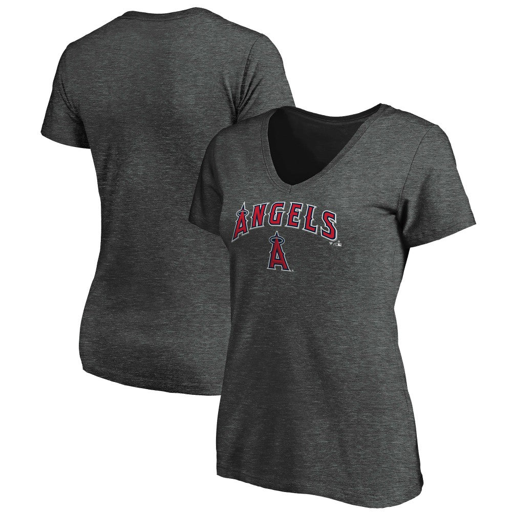 Los Angeles Angels Women's Core Team Lock Up V-Neck T-Shirt - Charcoal - MLB Online