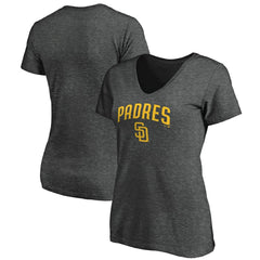 San Diego Padres Women's Core Team Lock Up Wordmark V-Neck T-Shirt - Charcoal - MLB Discount