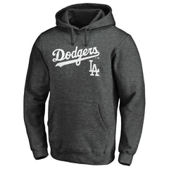 Los Angeles Dodgers Team Lock Up Wordmark Pullover Hoodie - Charcoal - MLB Discount
