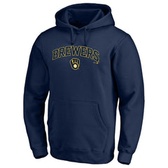Milwaukee Brewers Team Lock Up Wordmark Pullover Hoodie - Navy - MLB Online