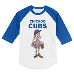 Chicago Cubs Tiny Turnip Youth Babes 3/4-Sleeve Raglan T-Shirt - White/Royal - MLB Sale