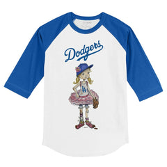 Los Angeles Dodgers Tiny Turnip Youth Babes 3/4-Sleeve Raglan T-Shirt - White/Royal - MLB Sale