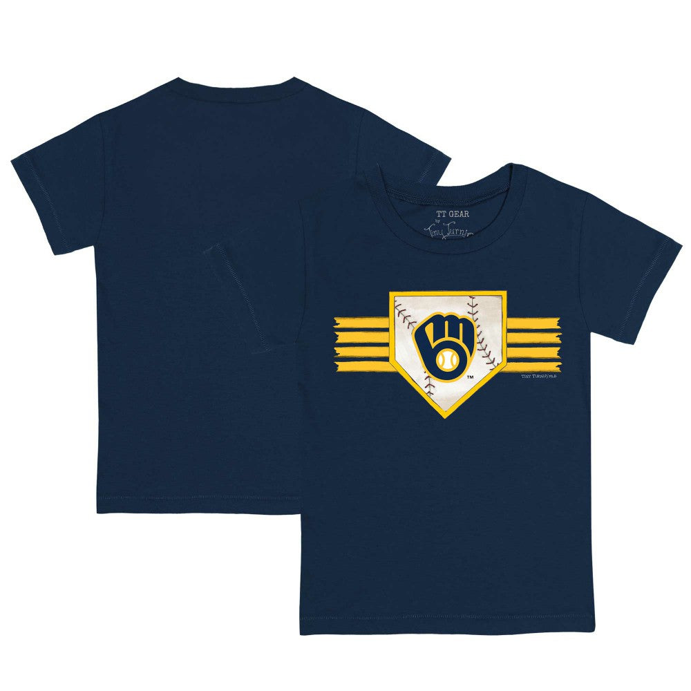 Milwaukee Brewers Tiny Turnip Youth Base Stripe T-Shirt - Navy - MLB Sale