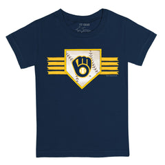 Milwaukee Brewers Tiny Turnip Youth Base Stripe T-Shirt - Navy - MLB Sale