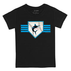 Miami Marlins Tiny Turnip Youth Base Stripe T-Shirt - Black - MLB Discount