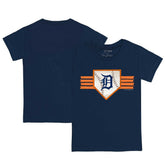 Detroit Tigers Tiny Turnip Youth Base Stripe T-Shirt - Navy - MLB Lifestyle