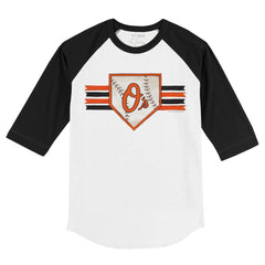Baltimore Orioles Tiny Turnip Youth Base Stripe 3/4-Sleeve Raglan T-Shirt - White/Black - MLB Online