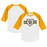 San Diego Padres Tiny Turnip Youth Base Stripe 3/4-Sleeve Raglan T-Shirt - White/Gold - MLB Sale