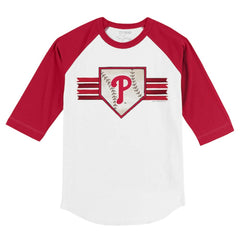 Philadelphia Phillies Tiny Turnip Youth Base Stripe 3/4-Sleeve Raglan T-Shirt - White/Red - MLB Sale