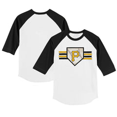 Pittsburgh Pirates Tiny Turnip Youth Base Stripe 3/4-Sleeve Raglan T-Shirt - White/Black - MLB Online