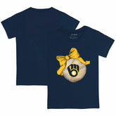 Milwaukee Brewers Tiny Turnip Youth Baseball Bow T-Shirt - Navy - MLB Discount