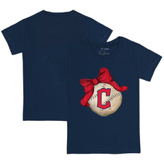 Cleveland Guardians Tiny Turnip Youth Baseball Bow T-Shirt - Navy - MLB Lifestyle