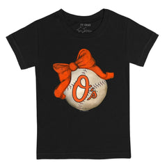 Baltimore Orioles Tiny Turnip Youth Baseball Bow T-Shirt - Black - MLB Online