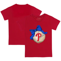 Philadelphia Phillies Tiny Turnip Youth Baseball Bow T-Shirt - Red - MLB Sale