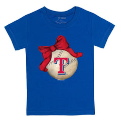 Texas Rangers Tiny Turnip Youth Baseball Bow T-Shirt - Royal - MLB on Sale