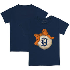 Detroit Tigers Tiny Turnip Youth Baseball Bow T-Shirt - Navy - MLB Online