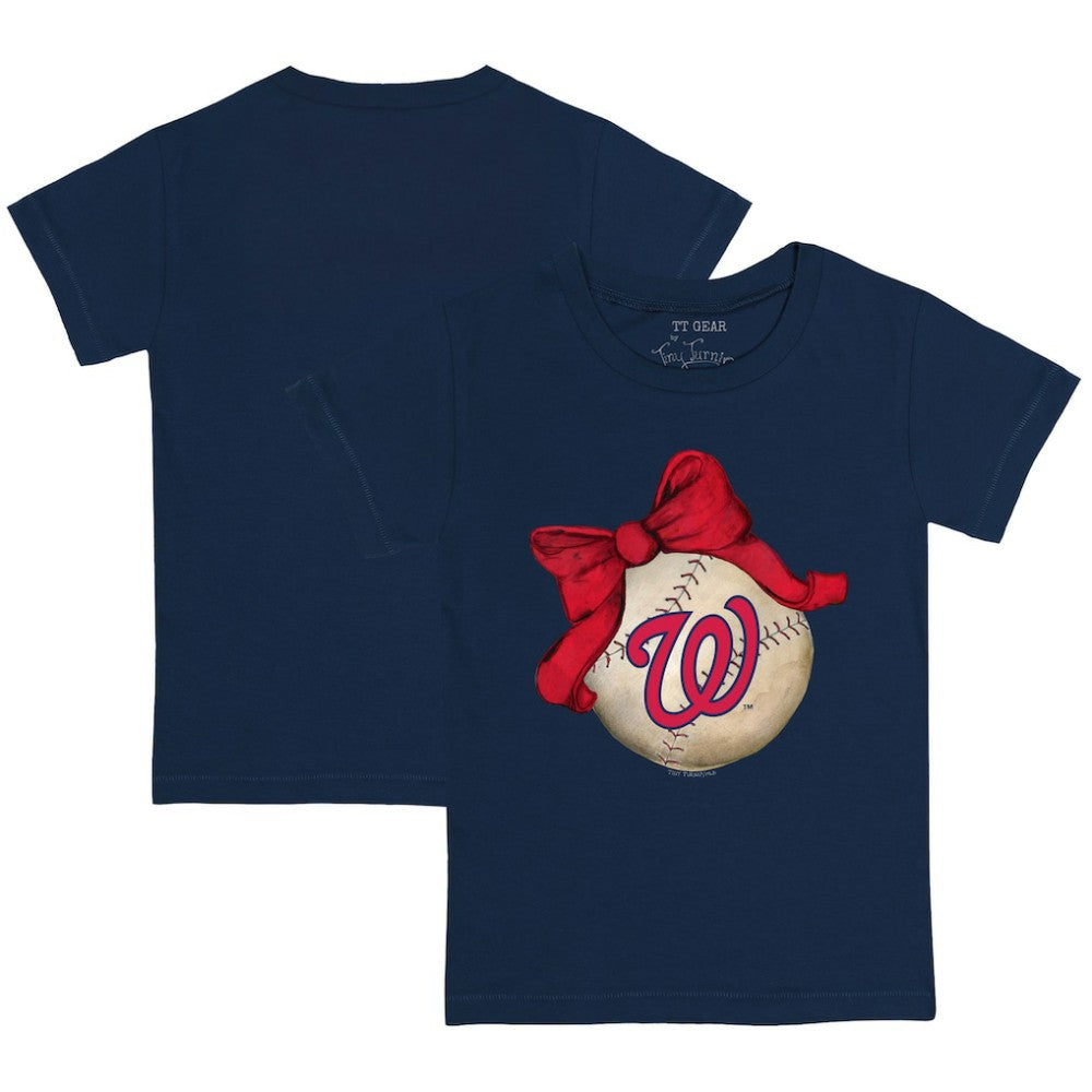 Washington Nationals Tiny Turnip Youth Baseball Bow T-Shirt - Navy - MLB Sale