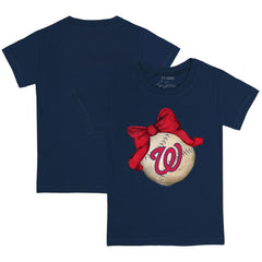 Washington Nationals Tiny Turnip Youth Baseball Bow T-Shirt - Navy - MLB Sale