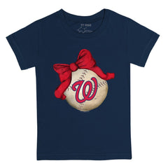 Washington Nationals Tiny Turnip Youth Baseball Bow T-Shirt - Navy - MLB Sale