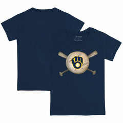 Milwaukee Brewers Tiny Turnip Youth Baseball Cross Bats T-Shirt - Navy - MLB Online