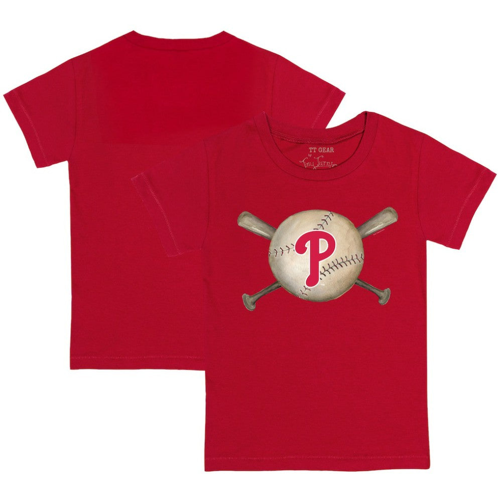 Philadelphia Phillies Tiny Turnip Youth Baseball Cross Bats T-Shirt - Red - MLB Online