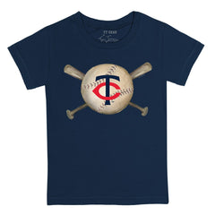Minnesota Twins Tiny Turnip Youth Baseball Cross Bats T-Shirt - Navy - MLB Lifestyle