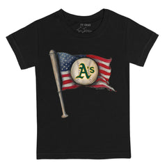 Athletics Tiny Turnip Youth Baseball Flag T-Shirt - Black - MLB Lifestyle