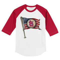 St. Louis Cardinals Tiny Turnip Youth Baseball Flag 3/4-Sleeve Raglan T-Shirt - White/Red - MLB Lifestyle