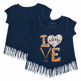 Houston Astros Tiny Turnip Girls Youth Baseball Love Fringe T-Shirt - Navy - MLB Discount