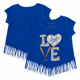 Los Angeles Dodgers Tiny Turnip Girls Youth Baseball Love Fringe T-Shirt - Royal - MLB Lifestyle