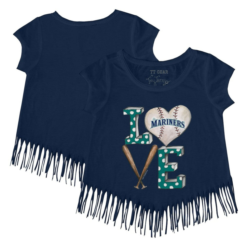 Seattle Mariners Tiny Turnip Girls Youth Baseball Love Fringe T-Shirt - Navy - MLB Online
